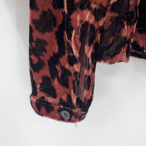 Dolan Anthropologie Charley Velvet Long Sleeved Cheetah Print Shirt XS - Picture 6 of 11